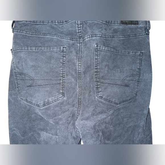 American Eagle Corduroy Pants Gray Super Hi-Rise Flare Leg Button Fly 10 Short - Picture 6 of 9